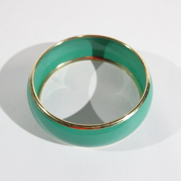 Vintage Green and Gold Tone Bangle Bracelet - Picture 3 of 5